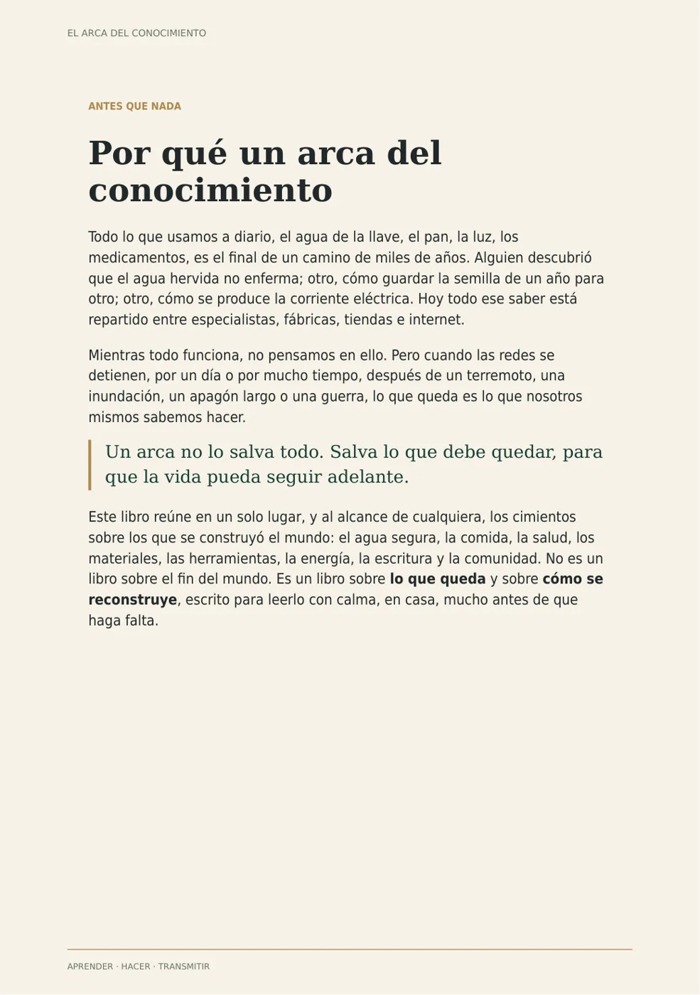 Página i de El arca del conocimiento