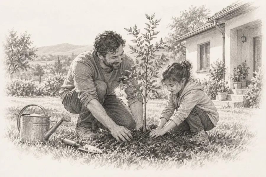 Ilustración a grafito de la parte XII: El alma y el sentido