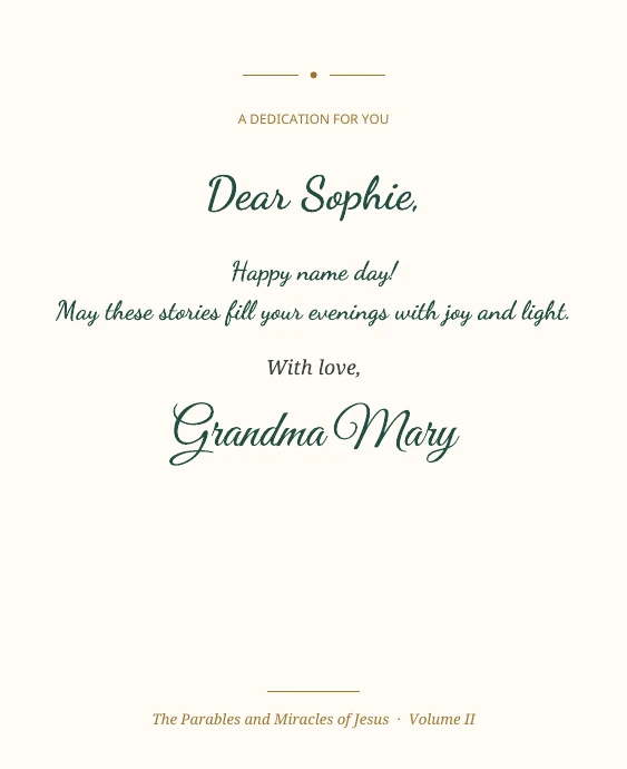 Sample dedication page